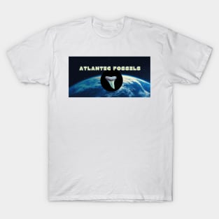 Earth's Black Hole Nautical Light Blue Atlantic Fossils Shark Tooth Print T-Shirt